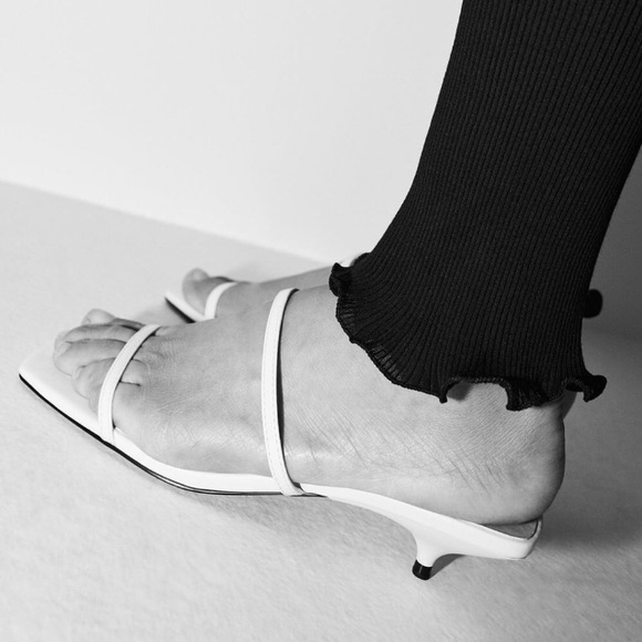 Zara Shoes Zara Heeled Leather Sandals With Thin Straps Nwt Size 65